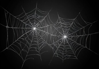 Wall Mural - white vector spider webs on a black background halloween design elements generative ai