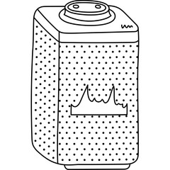 Fototapete - Cute doodle vertical smart assistant speaker playing music or talking. Virtual AI voice control with wireless loudspeaker to manage the house. Internet of things technique isolated with outline