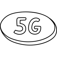 Fototapete - Cute outline doodle 5G high speed wireless internet icon in volume bubble. Hand drawn fast network connection and broadcast technology isolated on white background. Internet of things concept.