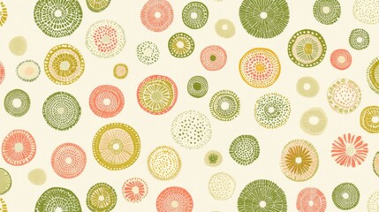 Wall Mural - seamless green yellow circle dot pattern