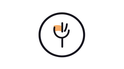 Poster - Minimalist Trendy Thin Line Help Icon with Circle Outline and Orange Accent for Support Services and Assistance Concepts
