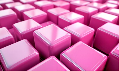 Sticker - 3D illustration of pink cubes