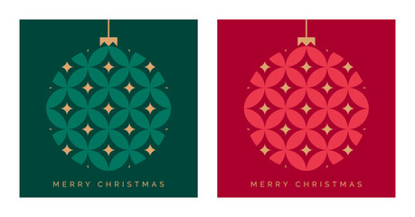 christmas card design template with bauble decoration. elegant christmas greeting card concept. luxu