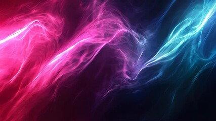 Poster - Experience an enchanting display of swirling colors as pink and blue lights dance against a dark backdrop, creating a captivating visual experience
