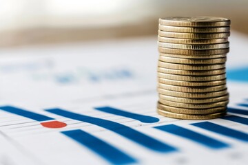 Stack of coins on financial chart indicating economic growth and investment opportunities