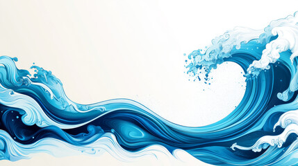 Poster - Abstract blue ocean wave on a white background.