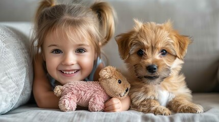 Poster - Cute Girl and Puppy