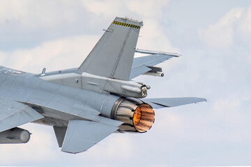 The exhaust of the fighter jet. Jet plane nozzle