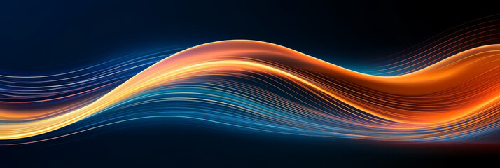 Abstract wave pattern in blue and orange.