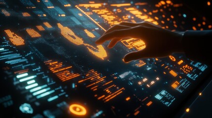 Poster - Hand Interacting With Futuristic Interface
