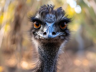 Close-up of an Emu in Natural Habitat Looking Amused