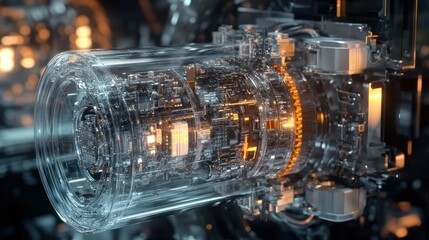 Poster - Transparent Cylinder with Internal Gear System