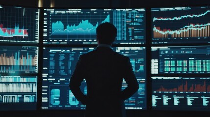 Poster - Businessman analyzing data