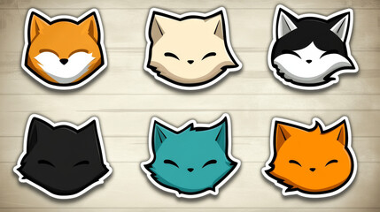 Naklejka na meble Cute cartoon cat faces in different colors.
