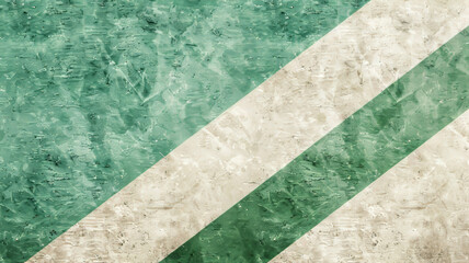 Poster - A textured background featuring bold diagonal stripes in green and beige, creating a visually appealing pattern. The surface appears weathered, adding depth and character to the design.