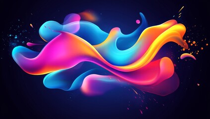 Poster - Animated neon fractal wallpaper with space - Stock
