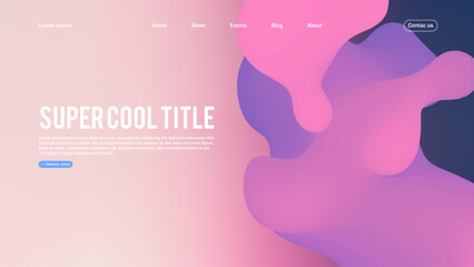 Poster - Landing page abstract design with dynamic line bubbles . Template for website or app.