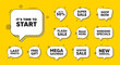© blankstock - Offer speech bubble icons. It is time to start tag. Special offer sign. Advertising discounts symbol. Time to start chat offer. Speech bubble discount banner. Text box balloon. Vector