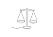 © berkahlineart - Scales of justice in one line drawing. Legal symbol concept. Minimalist hand-drawn vector.