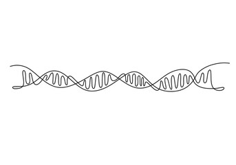 DNA strand in continuous line art. Scientist and research theme. Clean, minimalist vector design.