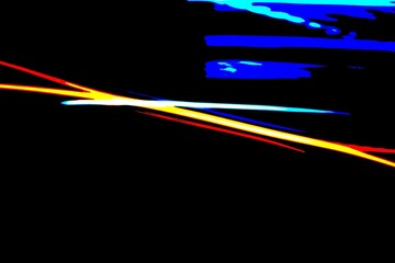 Wall Mural - a black and white photo of a blue sky with a red stripe. the photo is of a plane flying through the 