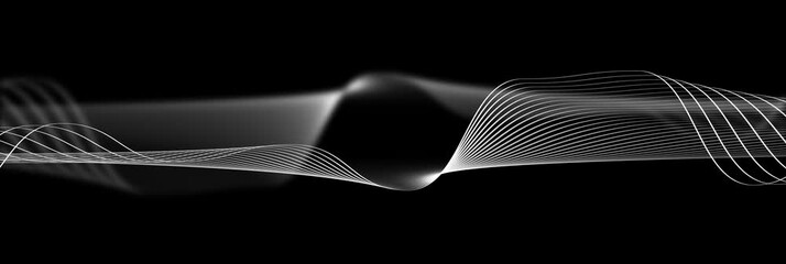 Poster - curved wavy lines tech futuristic motion background. dynamic abstract line waving loop line. sound waves showcases vibrant colors flowing stream 4K video loop blurred