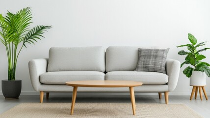 Canvas Print - A white couch sits in front of a white wall