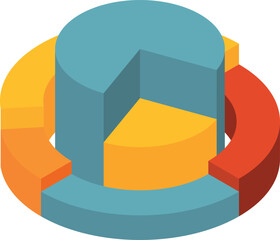 Poster - pie chart isometric icon. 3d diagram infographic