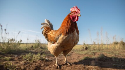 Wall Mural - Chicken on the farm in the morning