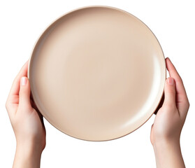 Poster - Hand holding plate bowl food tableware.