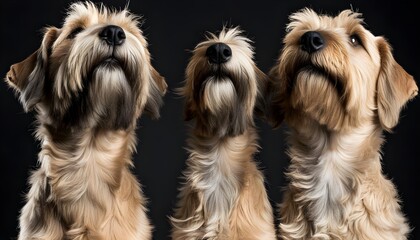 Wall Mural - Irish Soft Coated Wheaten Terriers in Studio: Pensive Gaze Against Dark Backdrop