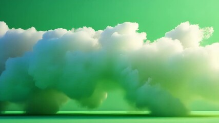 Poster - fluffy white clouds drift on a green screen backdrop, creating a serene atmosphere. perfect for vide