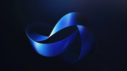 Wall Mural - Abstract Blue Ribbon on Black Background