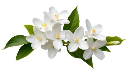 Poster - Isolated jasmine flower on white background symbolizing Mothers Day in Thailand