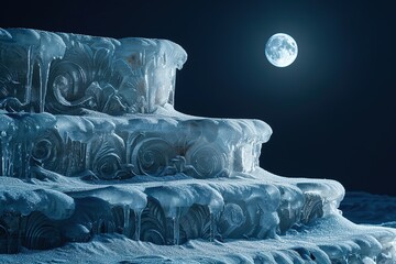 Canvas Print - Frozen Steps Under Moonlight