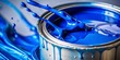 © Ruby - Blue Paint Splash in Can, Macro Photography, Abstract, Liquid, Color ,paint ,splash