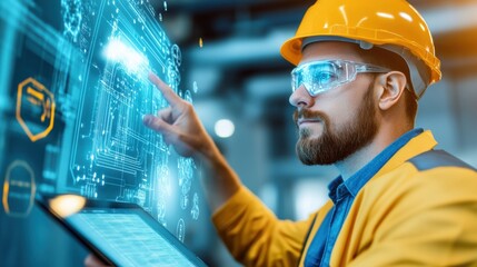 Poster - Engineer Using Technology in Modern Industrial Setting