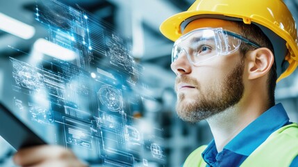 Poster - Engineer Analyzing Data with Augmented Reality Overlay