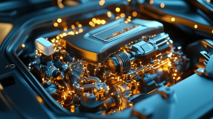 Poster - Engine Interior with Sparkling Lights and Details