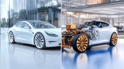 Poster - Futuristic Electric Car with Transparent Design Elements