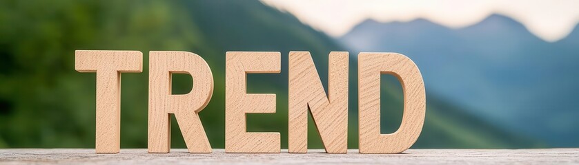 Wall Mural - wooden letters spelling trend on blurred background