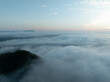 Drone aerial view of landscape mountains view in summer season,High angle view over countryside at northern Vietnam