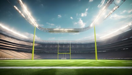 Wall Mural - Dynamic View of American Football Goalposts Under Clear Skies