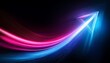 © Pastel - A vibrant, glowing arrow made of colorful light trails, pointing upward against a dark background, symbolizing movement and progress.
