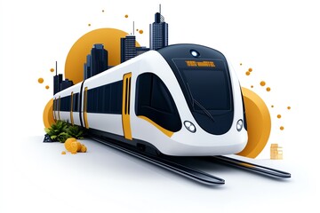 Aufkleber - Minimalist icon of urban rail and subway infrastructure, with clean, simple lines showing the integration of public transportation in the city.