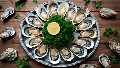 Wall Mural - oysters on a table setting