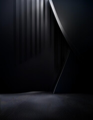 Wall Mural - 3d render of abstract futuristic architecture with empty black dark floor, product and car presentat