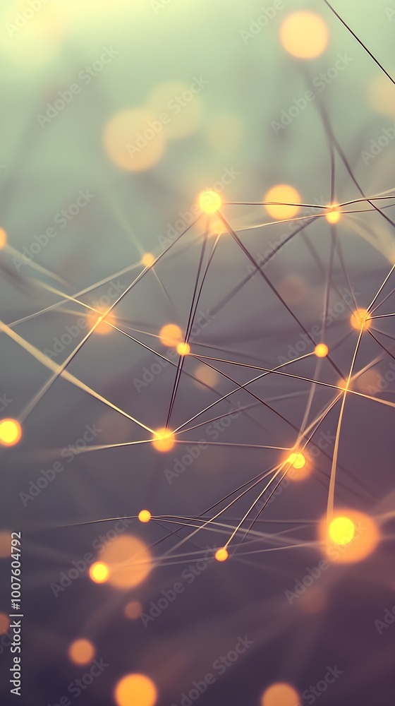 An abstract representation of network connections with glowing nodes ...