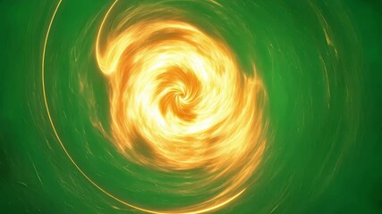 Poster - bright golden energy vortex tunnel is swirling on a green screen background. perfect for fantasy, sc