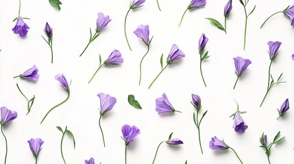 Wall Mural - Delicate Purple Flowers on White Background